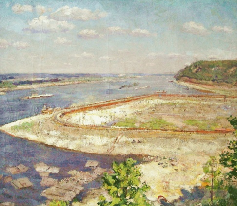 Панорама строительства Куйбышевской ГЭС