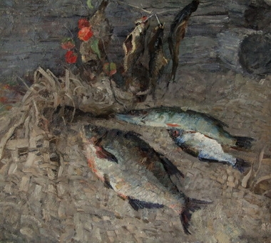 «Натюрморт с рыбами»  Холст, масло; 62х67,5; 1963 год