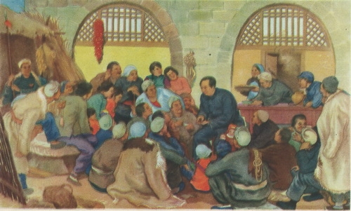 Гу Юань  «Мао Дзе-дун беседует с крестьянами» Холст, масло. 1950 год