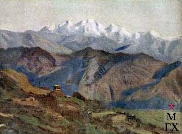 В.П. Ефанов «Вершины Кинчанджанга. Гималаи» 1952 г. Холст, масло.