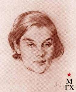 В.П. Ефанов «Актриса Е.Д. Морозова» 1930 г. Бумага, сангина. 50х40 см 