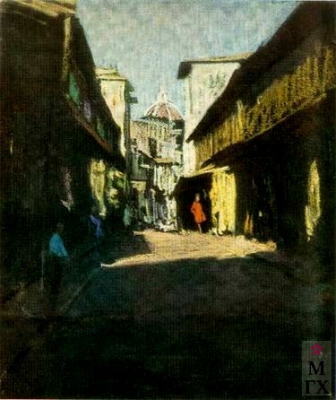 В.П. Ефанов «Флоренция» 1965 г. Цветная бумага, пастель. 54х48 см  
