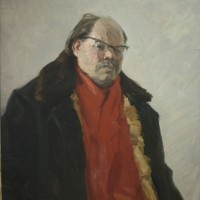 Виктор Цыплаков «Автопортрет с красным шарфом» 1968 г.